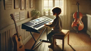 Child playing keyboard