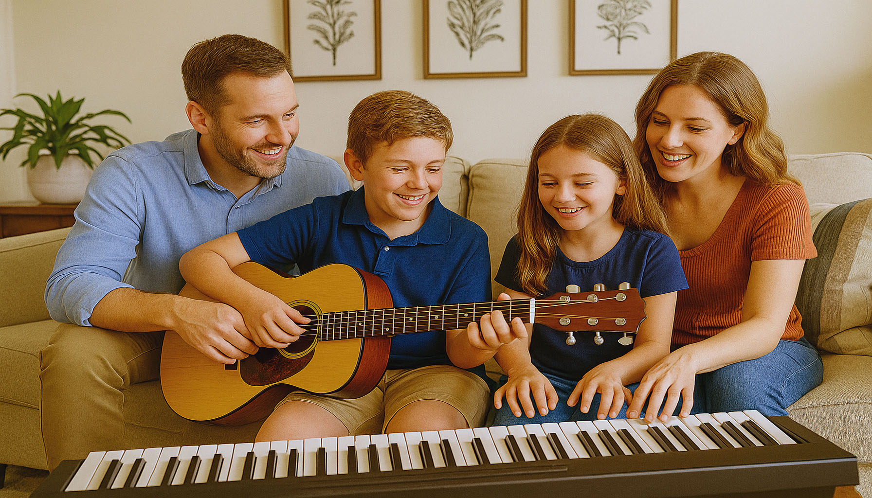 Pic of family with guitar